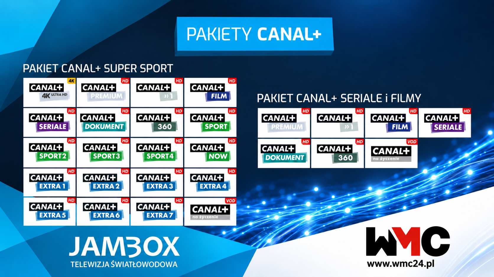 Pakiety CANAL+ Super Sport oraz Seriale i Filmy — JAMBOX i WMC